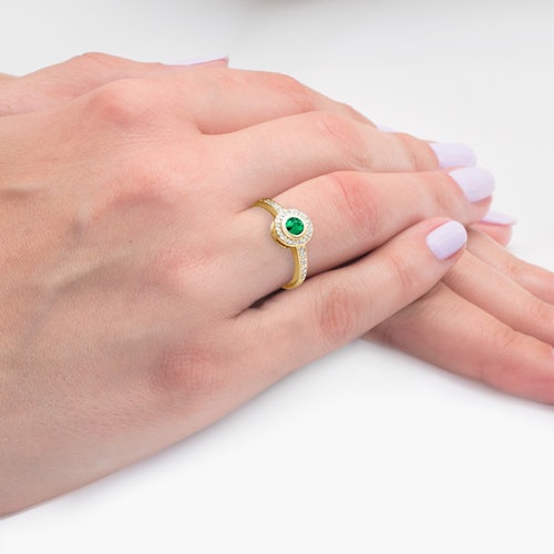 Pierścionek Secret Garden: złoty, szmaragd